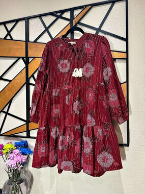 Floral Mini Dress in Red & Pink